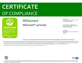 Wilsonart Greenguard Certificate