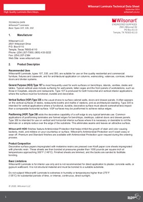 Wilsonart Technical Data Sheet